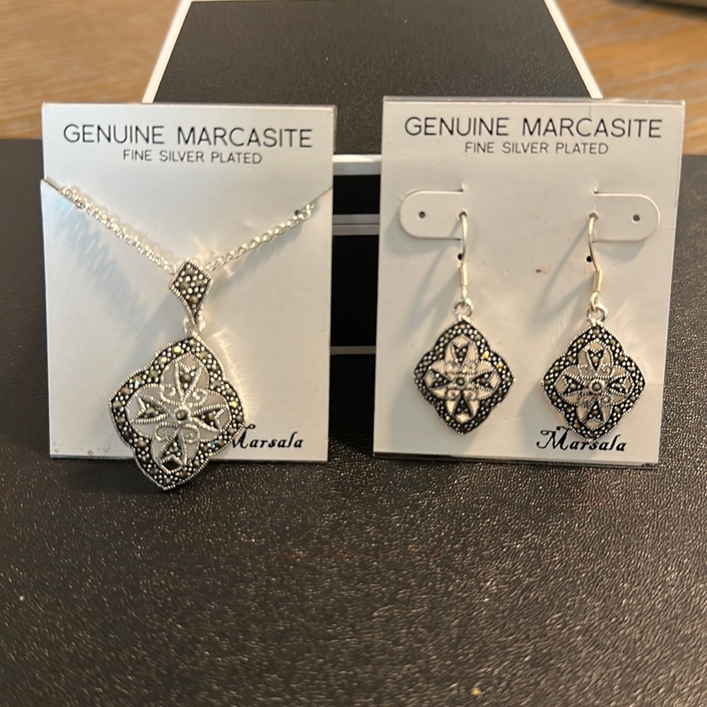 🤍Genuine Marcasite Fine Silver Plated🤍